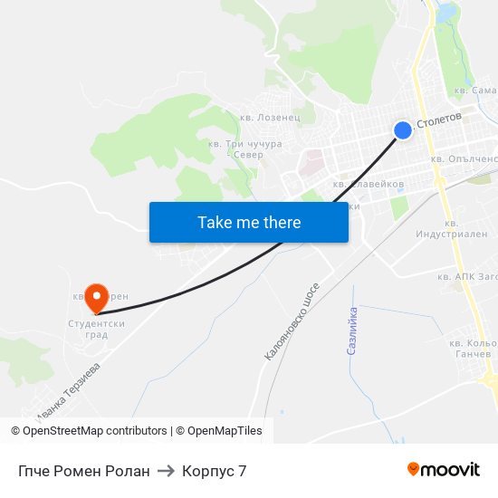 Гпче Ромен Ролан to Корпус 7 map