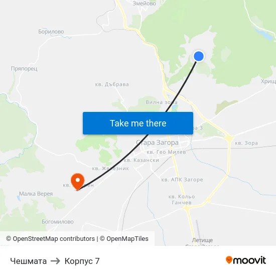Чешмата to Корпус 7 map