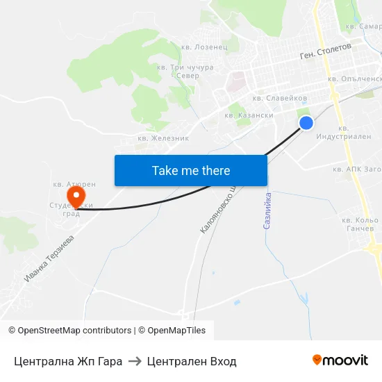 Централна Жп Гара to Централен Вход map