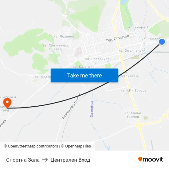 Спортна Зала to Централен Вход map