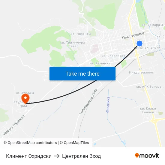 Климент Охридски to Централен Вход map