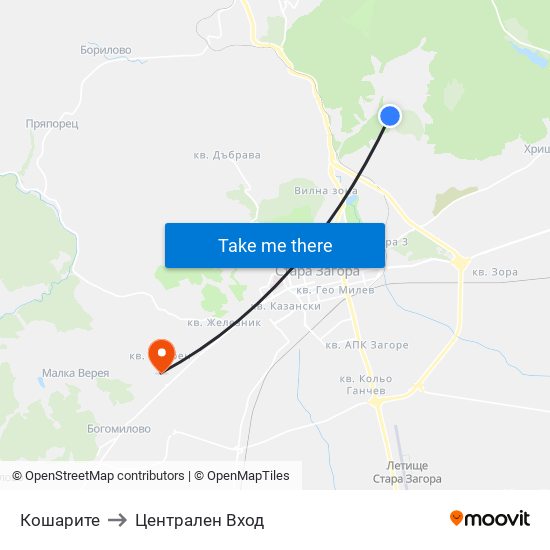 Кошарите to Централен Вход map