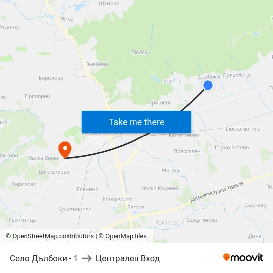 Село Дълбоки - 1 to Централен Вход map