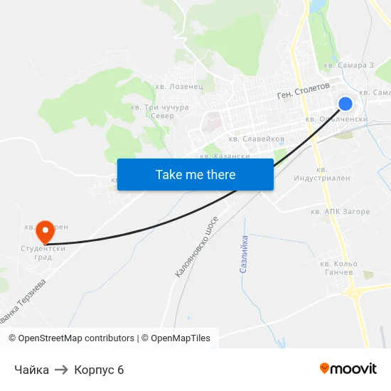 Чайка to Корпус 6 map