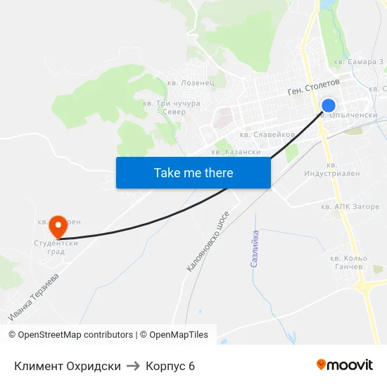Климент Охридски to Корпус 6 map