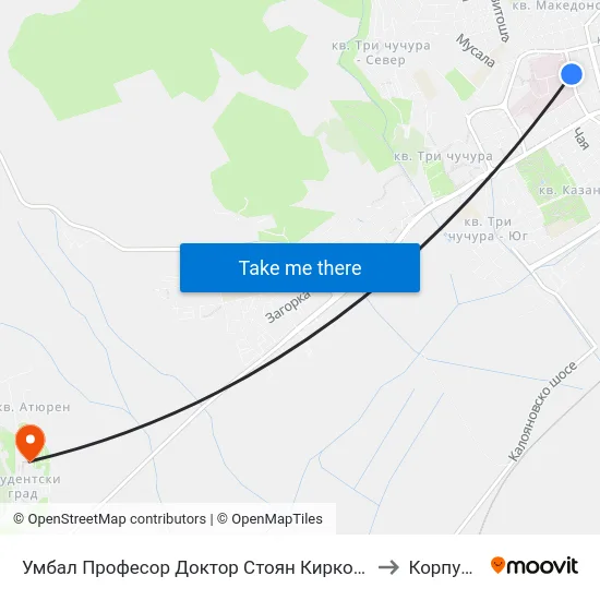 Умбал Професор Доктор Стоян Киркович to Корпус 6 map