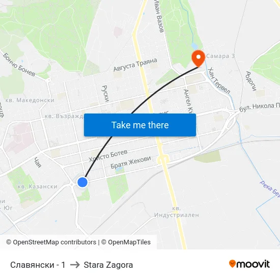 Славянски - 1 to Stara Zagora map