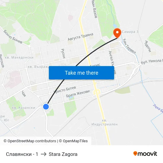 Славянски - 1 to Stara Zagora map