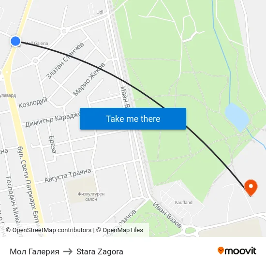 Мол Галерия to Stara Zagora map