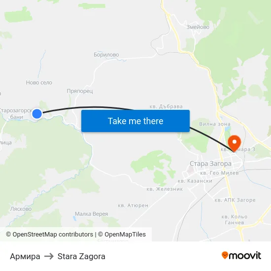 Армира to Stara Zagora map