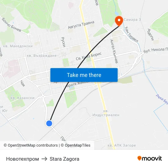 Новотехпром to Stara Zagora map