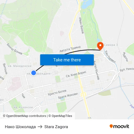 Нако Шоколада to Stara Zagora map
