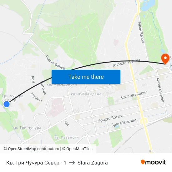 Three Chuchura North Quarter - 1 to Stara Zagora map