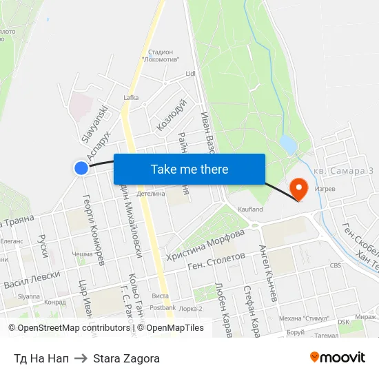 Тд На Нап to Stara Zagora map
