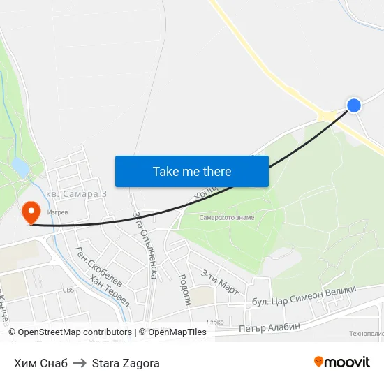 Хим Снаб to Stara Zagora map