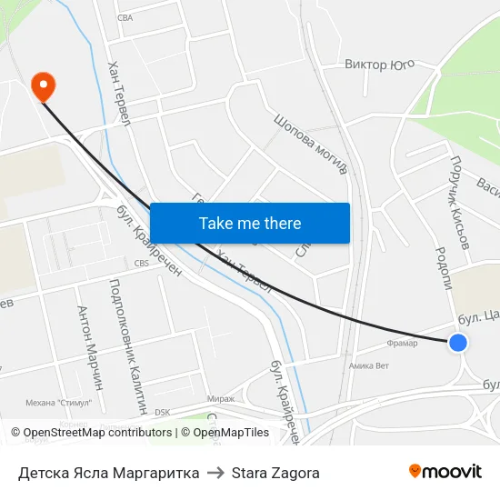 Детска Ясла Маргаритка to Stara Zagora map