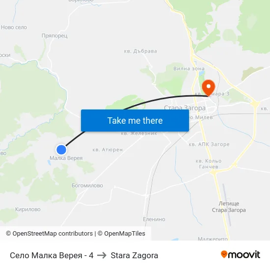 Село Малка Верея - 4 to Stara Zagora map