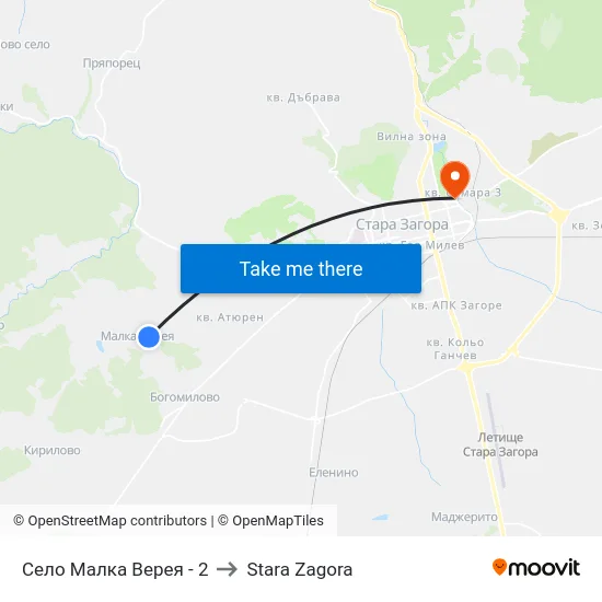 Село Малка Верея - 2 to Stara Zagora map