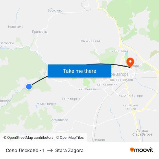 Село Лясково - 1 to Stara Zagora map