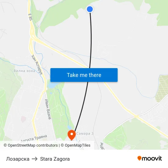 Лозарска to Stara Zagora map