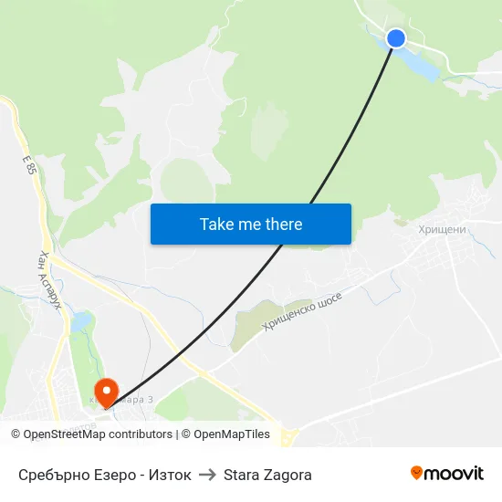 Сребърно Езеро - Изток to Stara Zagora map