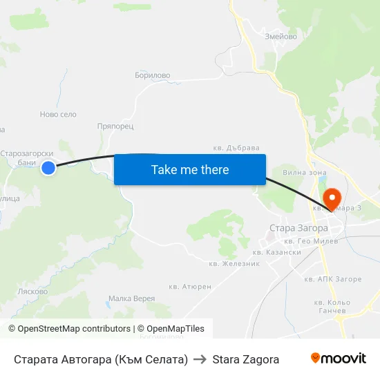 Старата Автогара (Към Селата) to Stara Zagora map