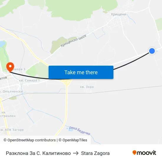 Разклона За С. Калитиново to Stara Zagora map