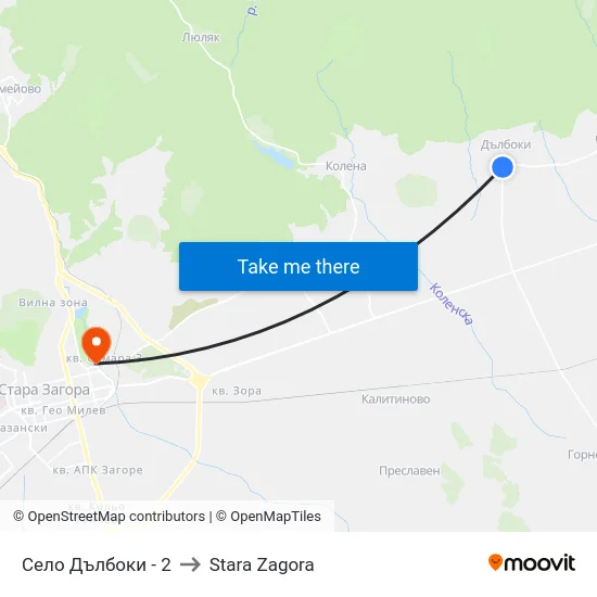Село Дълбоки - 2 to Stara Zagora map