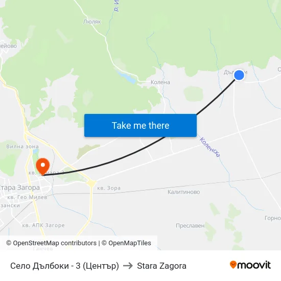 Село Дълбоки - 3 (Център) to Stara Zagora map