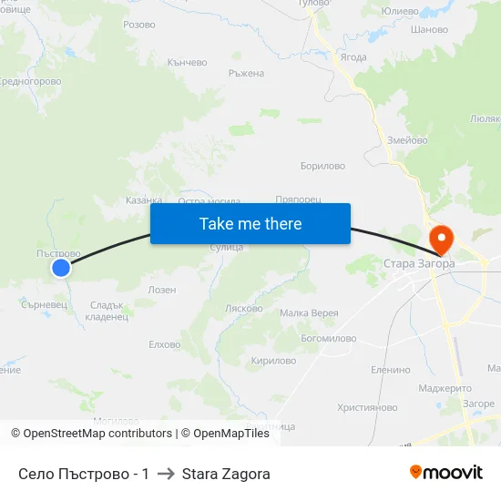 Село Пъстрово - 1 to Stara Zagora map