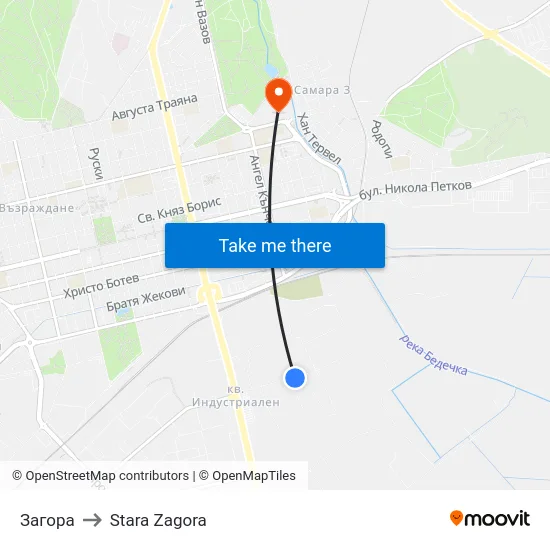 Загора to Stara Zagora map