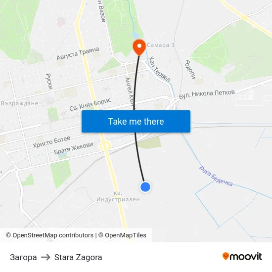 Загора to Stara Zagora map