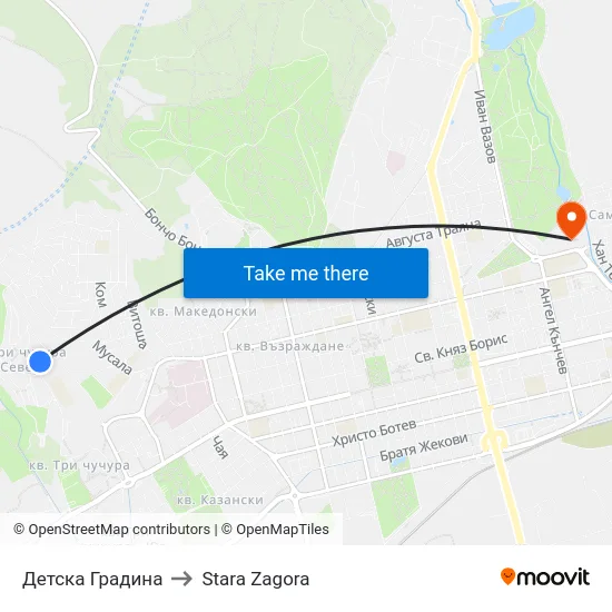 Детска Градина to Stara Zagora map