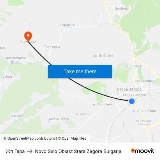 Жп Гара to Novo Selo Oblast Stara Zagora Bulgaria map