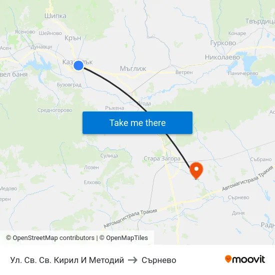 Ул. Св. Св. Кирил И Методий to Сърнево map