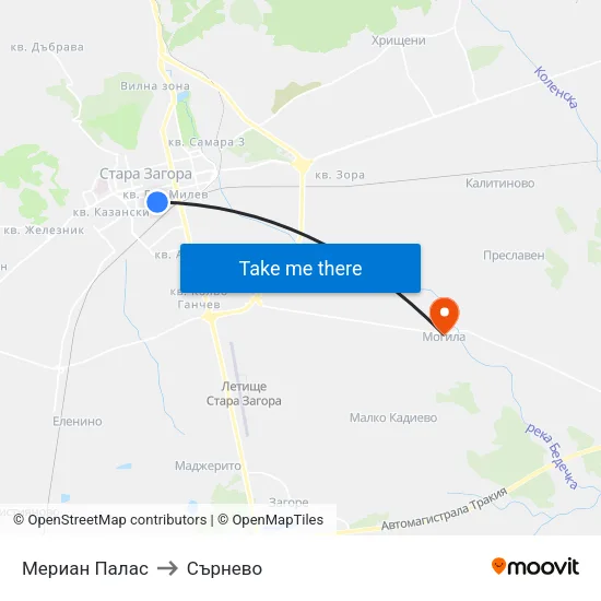 Мериан Палас to Сърнево map