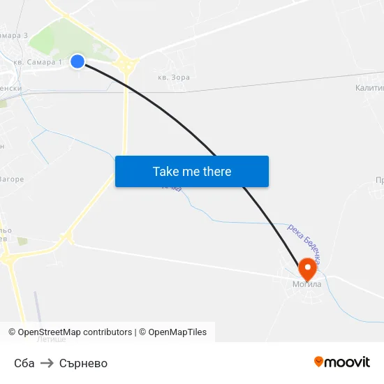 Сба to Сърнево map