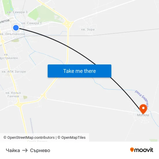 Чайка to Сърнево map