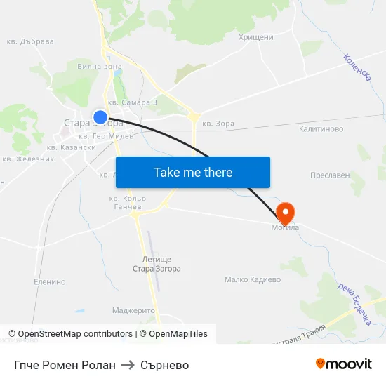 Гпче Ромен Ролан to Сърнево map