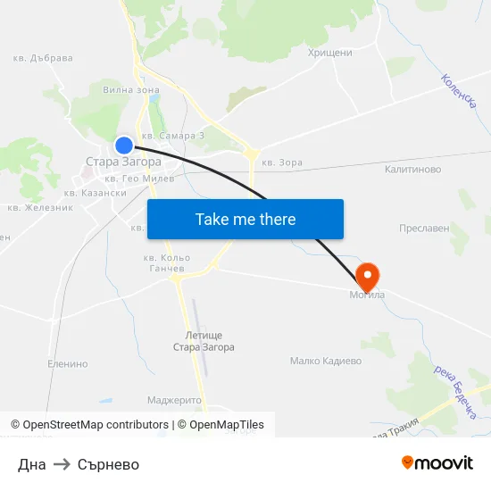 Дна to Сърнево map