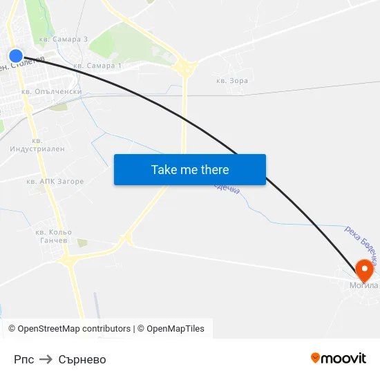 Рпс to Сърнево map