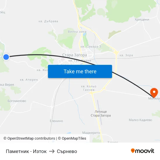 Паметник - Изток to Сърнево map