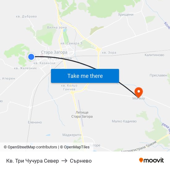 Кв. Три Чучура Север to Сърнево map