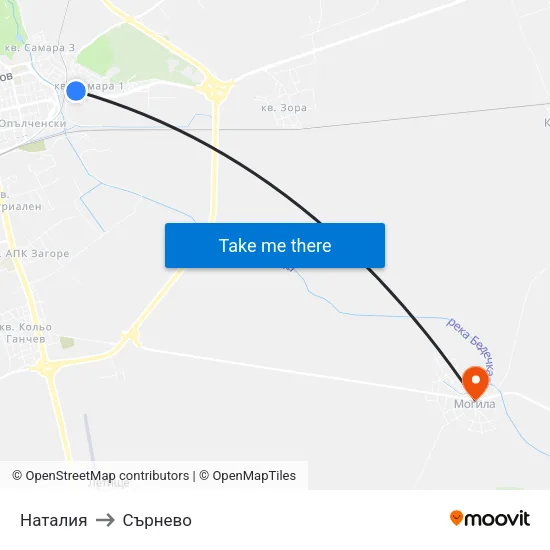 Наталия to Сърнево map