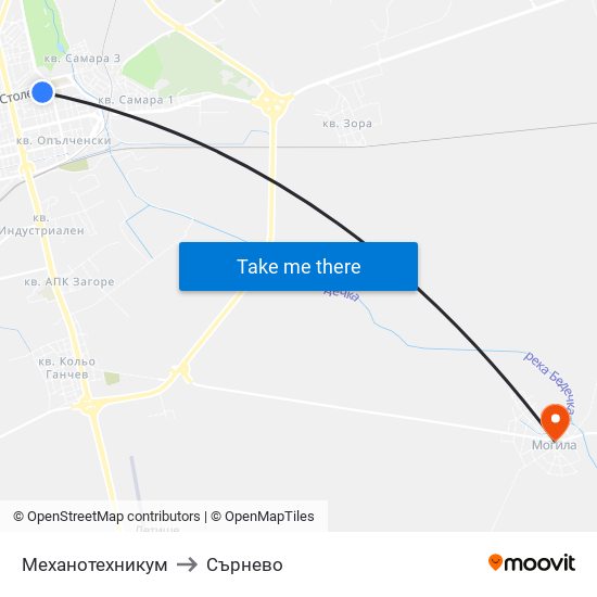 Механотехникум to Сърнево map