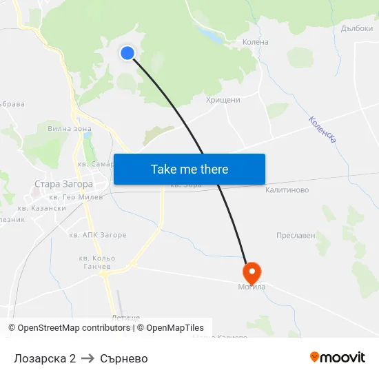 Лозарска 2 to Сърнево map