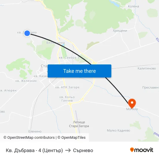 Кв. Дъбрава - 4 (Център) to Сърнево map