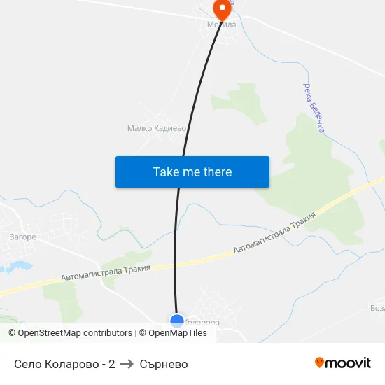 Село Коларово - 2 to Сърнево map