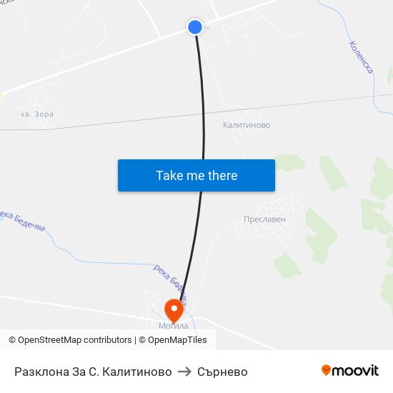 Разклона За С. Калитиново to Сърнево map