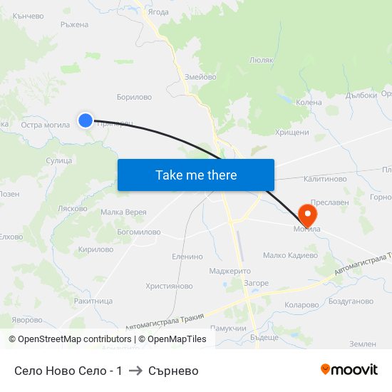 Село Ново Село - 1 to Сърнево map